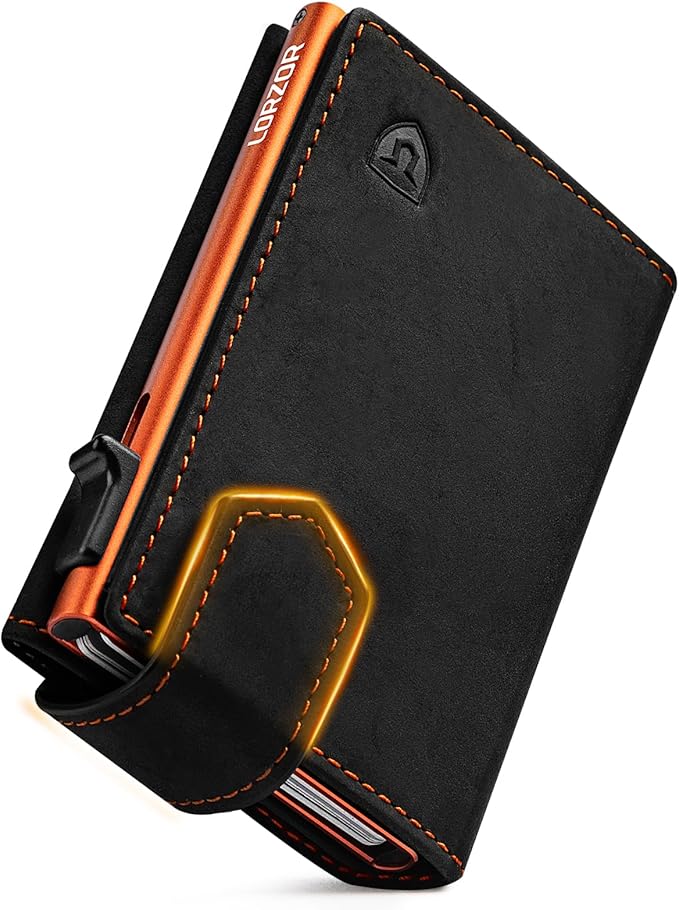 LORZOR Kartenetui mit Magnetischer Verschluss, Slim Wallet mit Münzfach